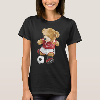 かわいいテディベア遊のサッカー Tシャツ