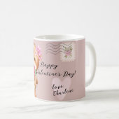 かわいいテディベア郵便バレンタインデー コーヒーマグカップ (正面右)