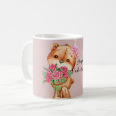 かわいいテディベア郵便バレンタインデー コーヒーマグカップ (正面左)