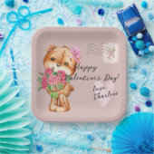 かわいいテディベア郵便バレンタインデー ペーパープレート (パーティー)