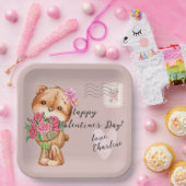 かわいいテディベア郵便バレンタインデー ペーパープレート (パーティー)