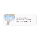 かわいいテディベア青いバルーン中性ベビーシャワー ラベル (正面)