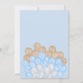 かわいいテディベア青いバルーン男の子シャワー 招待状 (裏面)