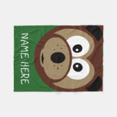 かわいいテディベア顔キッズ名前をカスタムする フリースブランケット (正面(横))