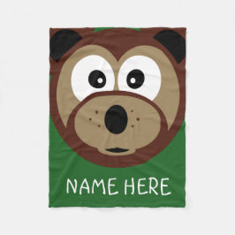 かわいいテディベア顔キッズ名前をカスタムする フリースブランケット