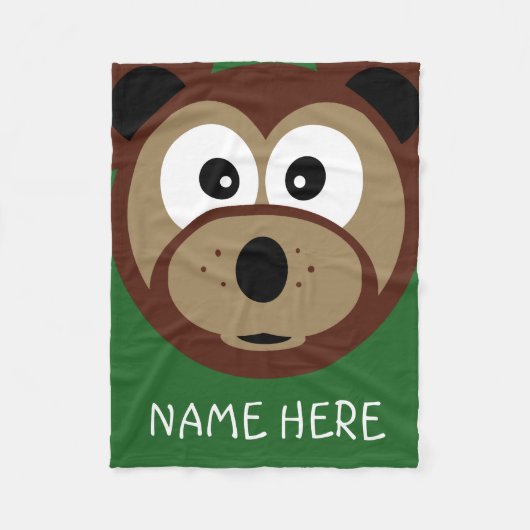 かわいいテディベア顔キッズ名前をカスタムする フリースブランケット (正面)