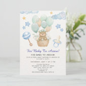 かわいいテディベア風船テーマ 招待状 (スタンド正面)