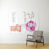 かわいいテディベア風船 ベビーシャワー ウェルカムサイン タペストリー (インサイチュ(横))