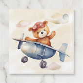かわいいテディベア飛行機の誕生日パーティーありがとう フェイバータグ (裏面)