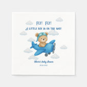 かわいいテディベア飛行機ベビーシャワー紙ナプキン スタンダードカクテルナプキン (正面)