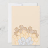 かわいいテディベア黄色のバルーン中性ベビーシャワー 招待状 (裏面)