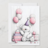 かわいいテディベア1st誕生日パーティの招待状 招待状 (裏面)