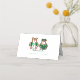 かわいいテディベア55thエメラルド結婚の記念日 プレイスカード