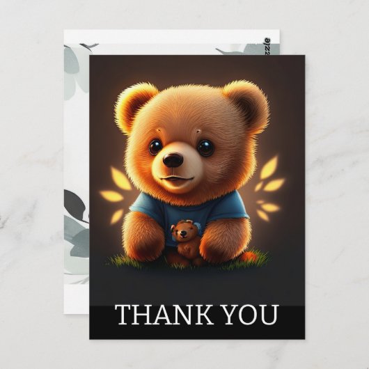 かわいいテディベア　ありがとう ポストカード (正面/裏面)