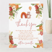 かわいいテディベア　ありがとう　虹色のベビーシャワー サンキューカード (正面)