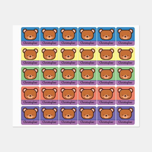かわいいテディベア オリジナル 名前入り ラベル (シート)