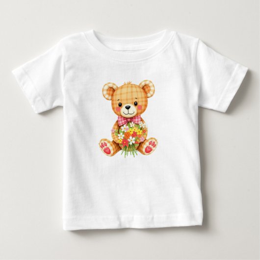 かわいいテディベア キッズTシャツ ベビーTシャツ (正面)