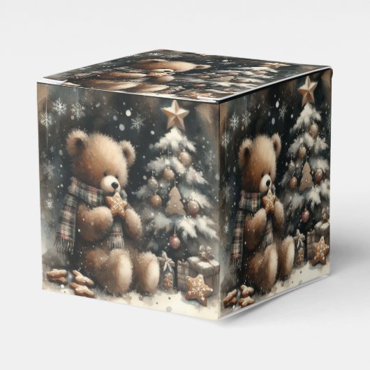 かわいいテディベア・クリスマス フェイバーボックス (正面サイド)