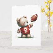 かわいいテディベア サッカー選手 ブランク グリーティング カード (黄色い花)