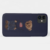かわいいテディベア ネイビーブルー iPhone 11 カバー (裏面(横))