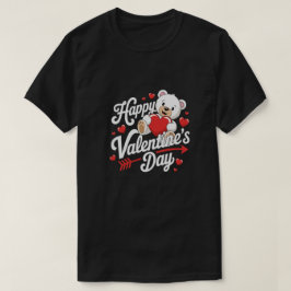 かわいいテディベア ハッピーバレンタインデーTシャツ Tシャツ