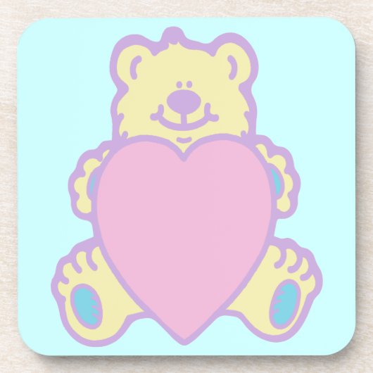 かわいいテディベア ハート コースター (正面)