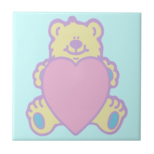 かわいいテディベア ハート タイル (正面)