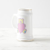 かわいいテディベア ハート ビールジョッキ (正面左)