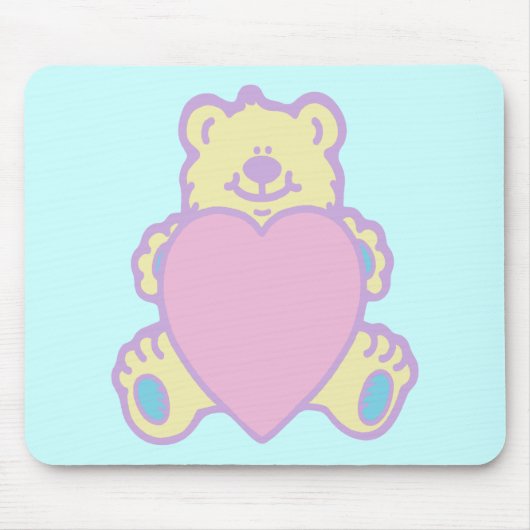 かわいいテディベア ハート マウスパッド (正面)