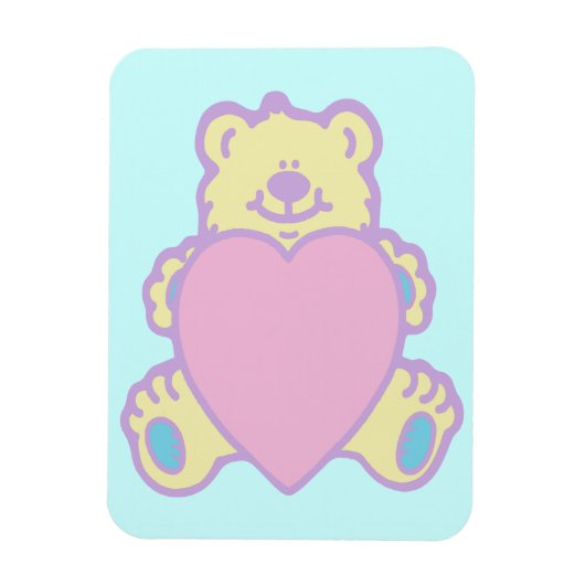 かわいいテディベア ハート マグネット (縦)