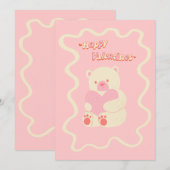 かわいいテディベア ハート 幸せなバレンタインデーのカード シーズンカード (正面/裏面)