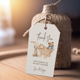 かわいいテディベア、バニー赤ちゃんシャワーありがとう ギフトタグ