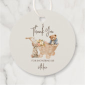 かわいいテディベア、バニー赤ちゃんシャワーありがとう フェイバータグ (裏面)