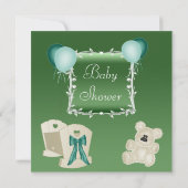 かわいいテディベア&バルーンズニュートラルベビーシャワー 招待状 (裏面)