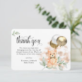 かわいいテディベア&バルーン中立ベビーシャワー サンキューカード (スタンド正面)