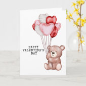 かわいいテディベア バレンタインデーのグリーティングカード カード (黄色い花)