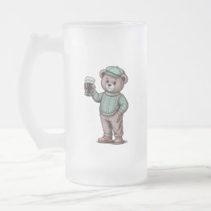 かわいいテディベア ビールを持つ フロストグラスビールジョッキ
