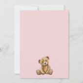 かわいいテディベア ピンク 赤ちゃん女の子 ベビーシャワー 招待状 (裏面)