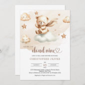 かわいいテディベア ブラウン アイボリー ベージュ クラウンナイン 招待状 (正面/裏面)