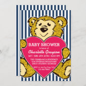 かわいいテディベア&ラブ誕生日招待状 招待状 (正面/裏面)