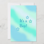 かわいいテディベア、星とムーンブルーとグリーン 招待状 (裏面)