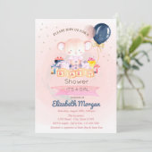 かわいいテディベア、星プレゼント赤ちゃんシャワー 招待状 (スタンド正面)