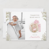 かわいいテディベア |誕生日 |写真 サンキューカード (正面)