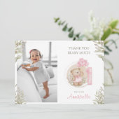 かわいいテディベア |誕生日 |写真 サンキューカード (スタンド正面)