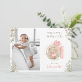 かわいいテディベア |誕生日 |写真 サンキューカード (スタンド正面)