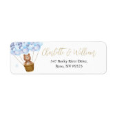 かわいいテディベア 青い風船 返送先ラベル ラベル (正面)