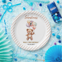 かわいいテディベア 1歳の誕生日 | スイートベア ペーパープレート