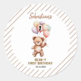かわいいテディベア 1歳の誕生日 | スイートベア ラウンドシール