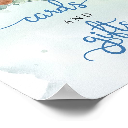 かわいいテディベアbohoフローラカードとギフト ポスター (角)