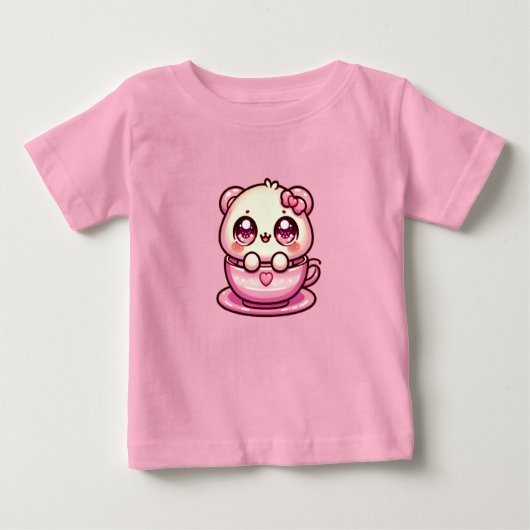 かわいいテディベアin a Cup ベビーTシャツ (正面)